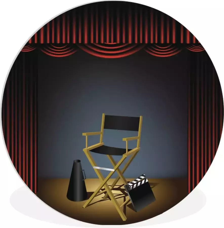 WallCircle Wandcirkel ⌀ 120 Een illustratie van een stoel van de regisseur in Hollywood Ronde schilderijen woonkamer Wandbord rond Muurdecoratie cirkel Kamer decoratie binnen Wanddecoratie muurcirkel Woonaccessoires XXL