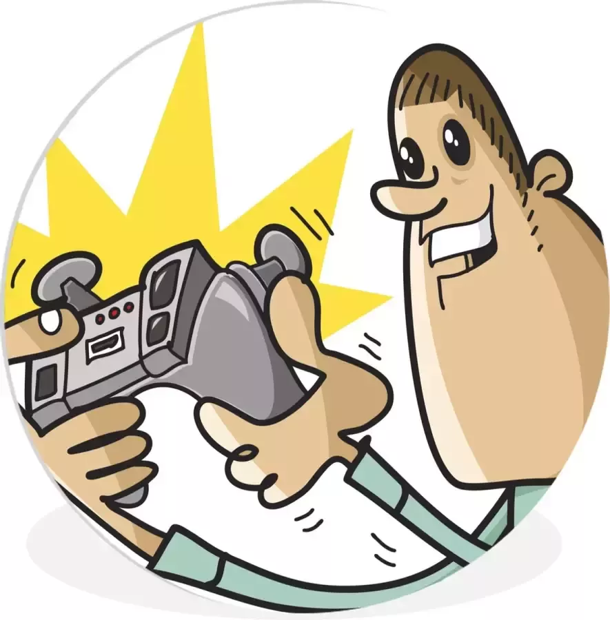 WallCircle Wandcirkel ⌀ 120 Gamer Controller Stoel Illustratie Ronde schilderijen woonkamer Wandbord rond Muurdecoratie cirkel Kamer decoratie binnen Wanddecoratie muurcirkel Woonaccessoires XXL