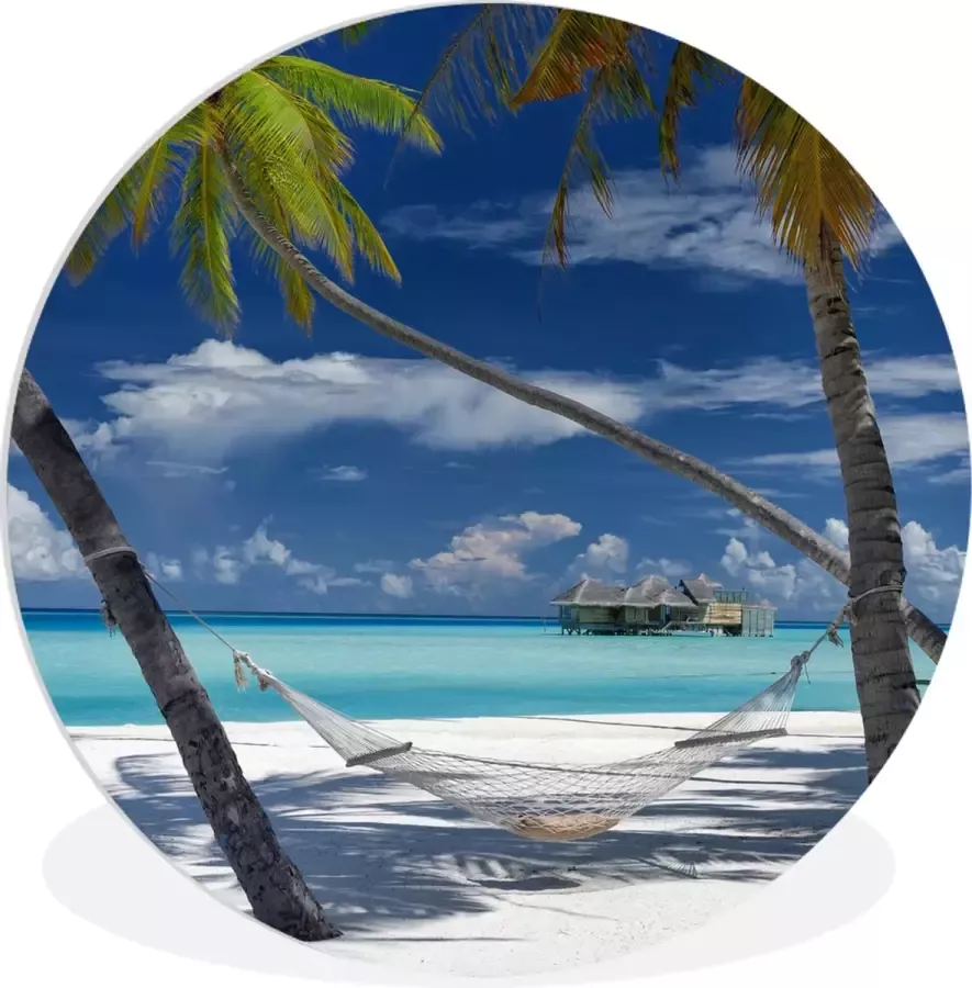 WallCircle Wandcirkel ⌀ 60 Hangmat Palmboom Oceaan Ronde schilderijen woonkamer Wandbord rond Muurdecoratie cirkel Kamer decoratie binnen Wanddecoratie muurcirkel Woonaccessoires