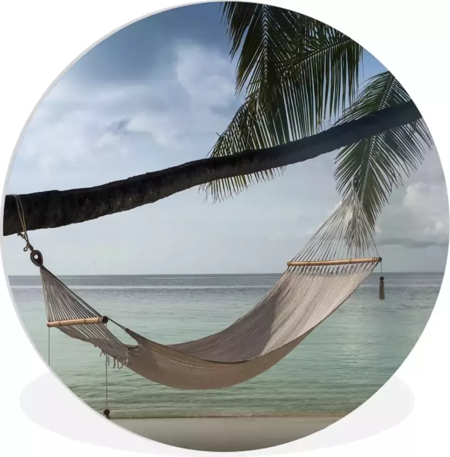 WallCircle Wandcirkel ⌀ 150 Hangmat Palmboom Zee Ronde schilderijen woonkamer Wandbord rond Muurdecoratie cirkel Kamer decoratie binnen Wanddecoratie muurcirkel Woonaccessoires