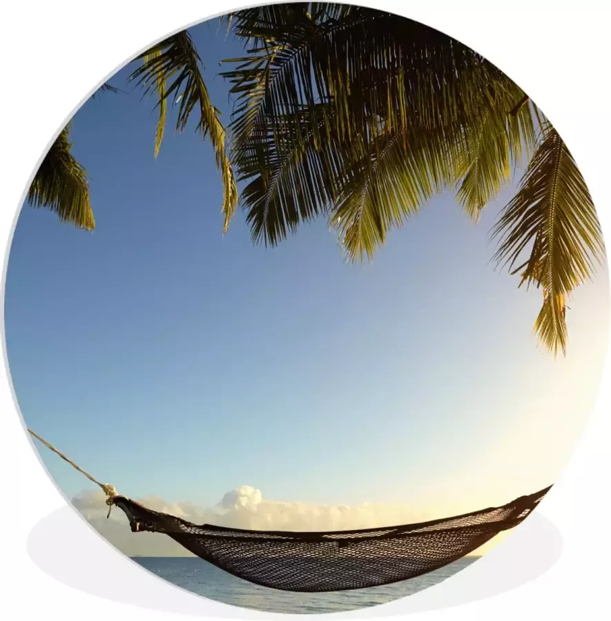 WallCircle Wandcirkel ⌀ 140 Hangmat Tropisch Palmboom Ronde schilderijen woonkamer Wandbord rond Muurdecoratie cirkel Kamer decoratie binnen Wanddecoratie muurcirkel Woonaccessoires