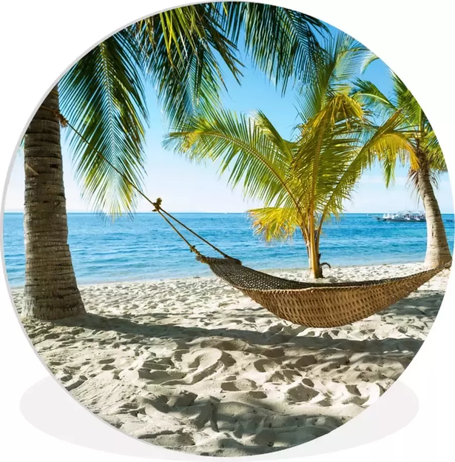 WallCircle Wandcirkel ⌀ 140 Hangmat Tropisch Strand Ronde schilderijen woonkamer Wandbord rond Muurdecoratie cirkel Kamer decoratie binnen Wanddecoratie muurcirkel Woonaccessoires