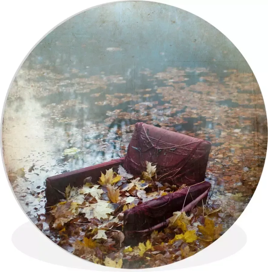 WallCircle Wandcirkel ⌀ 150 Herfstbladeren Stoel Water Ronde schilderijen woonkamer Wandbord rond Muurdecoratie cirkel Kamer decoratie binnen Wanddecoratie muurcirkel Woonaccessoires