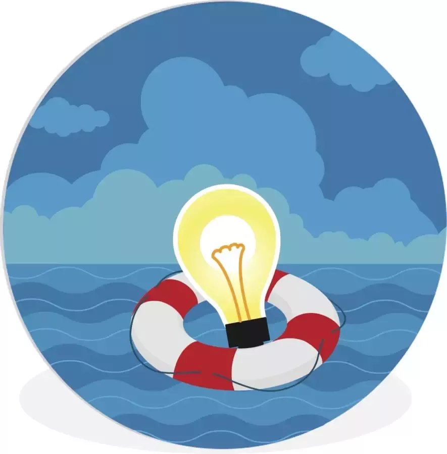 WallCircle Wandcirkel ⌀ 90 Illustratie van een lamp in een reddingsboei Ronde schilderijen woonkamer Wandbord rond Muurdecoratie cirkel Kamer decoratie binnen Wanddecoratie muurcirkel Woonaccessoires