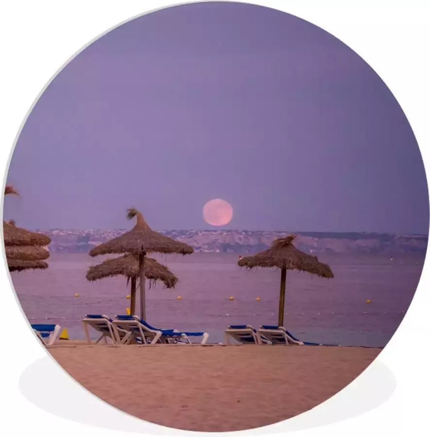 WallCircle Wandcirkel ⌀ 60 Mallorca Strand Ligbedden Ronde schilderijen woonkamer Wandbord rond Muurdecoratie cirkel Kamer decoratie binnen Wanddecoratie muurcirkel Woonaccessoires
