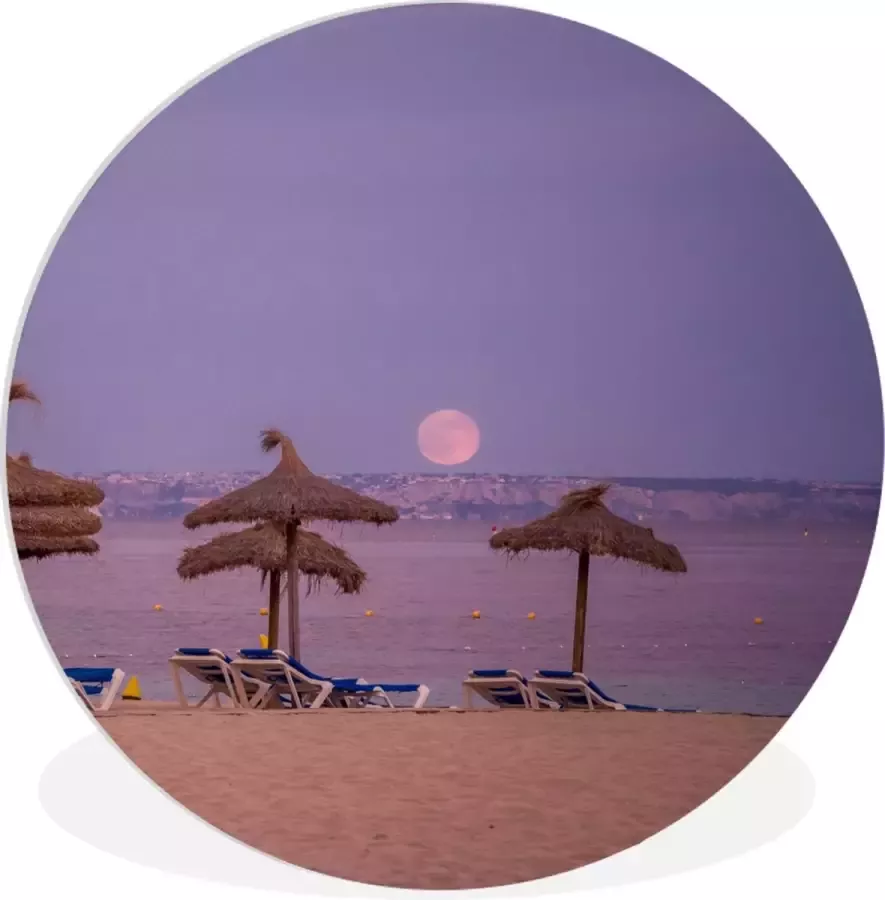 WallCircle Wandcirkel ⌀ 90 Mallorca Strand Ligbedden Ronde schilderijen woonkamer Wandbord rond Muurdecoratie cirkel Kamer decoratie binnen Wanddecoratie muurcirkel Woonaccessoires