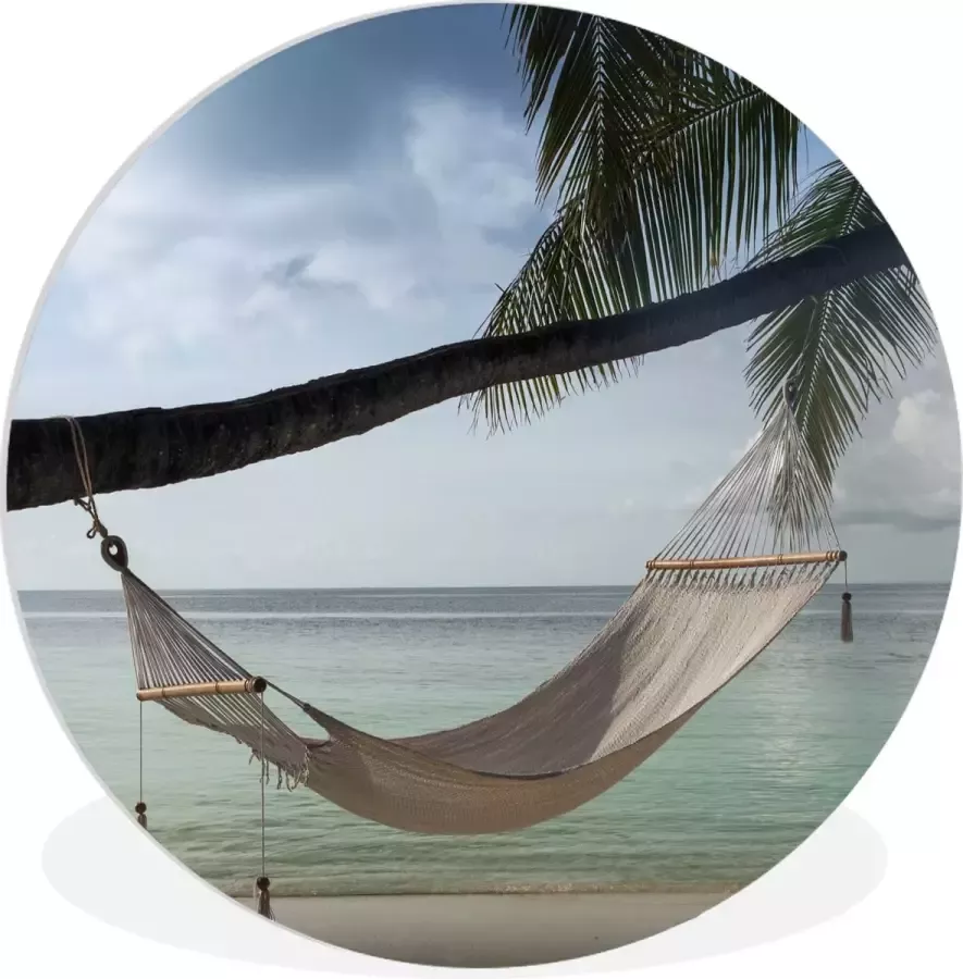 WallCircle Wandcirkel ⌀ 90 Palmboom Hangmat Strand Ronde schilderijen woonkamer Wandbord rond Muurdecoratie cirkel Kamer decoratie binnen Wanddecoratie muurcirkel Woonaccessoires - Foto 2