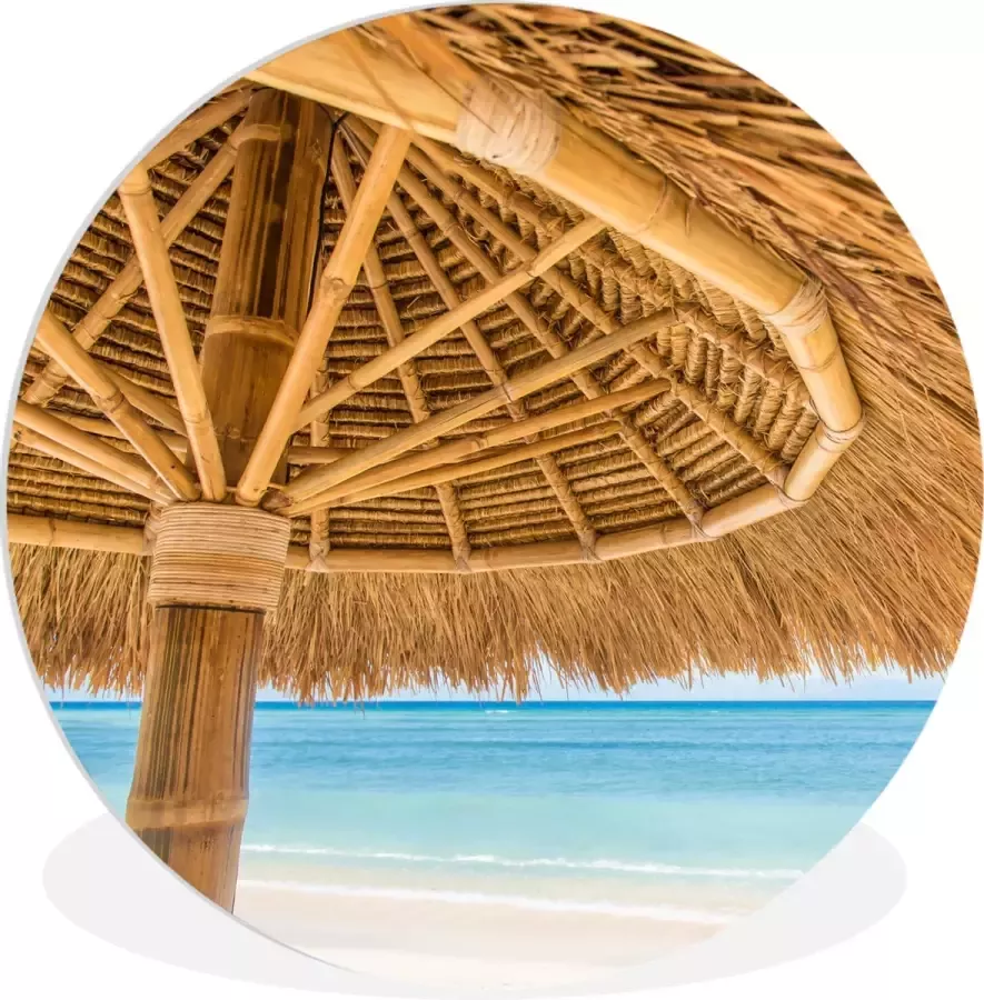 WallCircle Wandcirkel ⌀ 120 Parasol Strand Zee Tropisch Ronde schilderijen woonkamer Wandbord rond Muurdecoratie cirkel Kamer decoratie binnen Wanddecoratie muurcirkel Woonaccessoires XXL