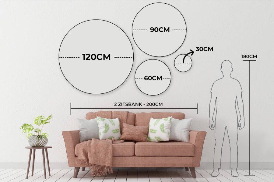 WallCircle Wandcirkel Muurcirkel Binnen Parasol Strand Zee Wolken 140x140 cm Wanddecoratie Ronde Schilderijen