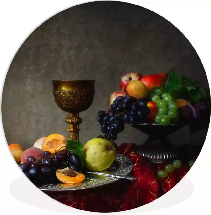 WallCircle Wandcirkel ⌀ 140 Rustiek Tafel Fruit Stilleven Beker Ronde schilderijen woonkamer Wandbord rond Muurdecoratie cirkel Kamer decoratie binnen Wanddecoratie muurcirkel Woonaccessoires - Foto 2