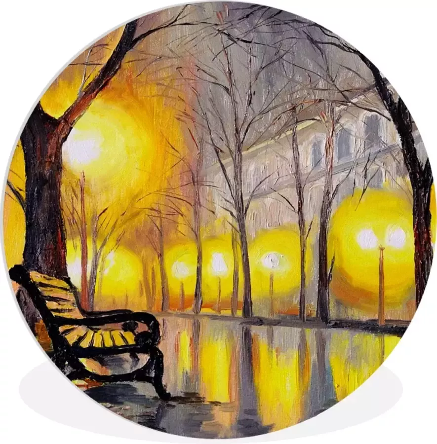 WallCircle Wandcirkel ⌀ 150 Schilderij Bank Water Licht Olieverf Ronde schilderijen woonkamer Wandbord rond Muurdecoratie cirkel Kamer decoratie binnen Wanddecoratie muurcirkel Woonaccessoires - Foto 2