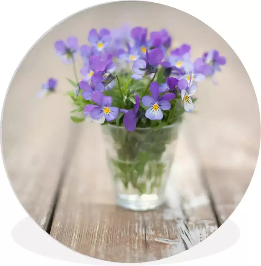 WallCircle Wandcirkel ⌀ 140 Stilleven van een boeket viooltjes op een tafel Ronde schilderijen woonkamer Wandbord rond Muurdecoratie cirkel Kamer decoratie binnen Wanddecoratie muurcirkel Woonaccessoires