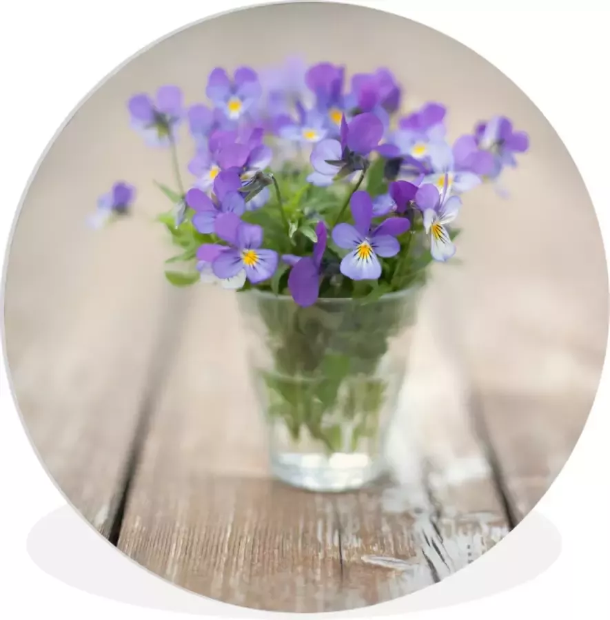 WallCircle Wandcirkel ⌀ 90 Stilleven van een boeket viooltjes op een tafel Ronde schilderijen woonkamer Wandbord rond Muurdecoratie cirkel Kamer decoratie binnen Wanddecoratie muurcirkel Woonaccessoires