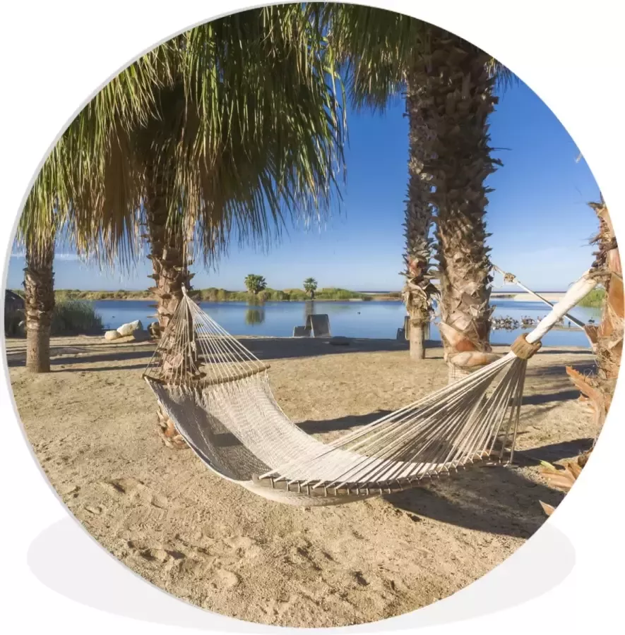 WallCircle Wandcirkel ⌀ 120 Strand Hangmat Relax Ronde schilderijen woonkamer Wandbord rond Muurdecoratie cirkel Kamer decoratie binnen Wanddecoratie muurcirkel Woonaccessoires XXL - Foto 2