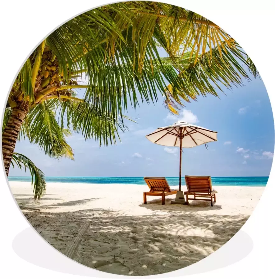 WallCircle Wandcirkel ⌀ 60 Strand Strandstoel Parasol Ronde schilderijen woonkamer Wandbord rond Muurdecoratie cirkel Kamer decoratie binnen Wanddecoratie muurcirkel Woonaccessoires