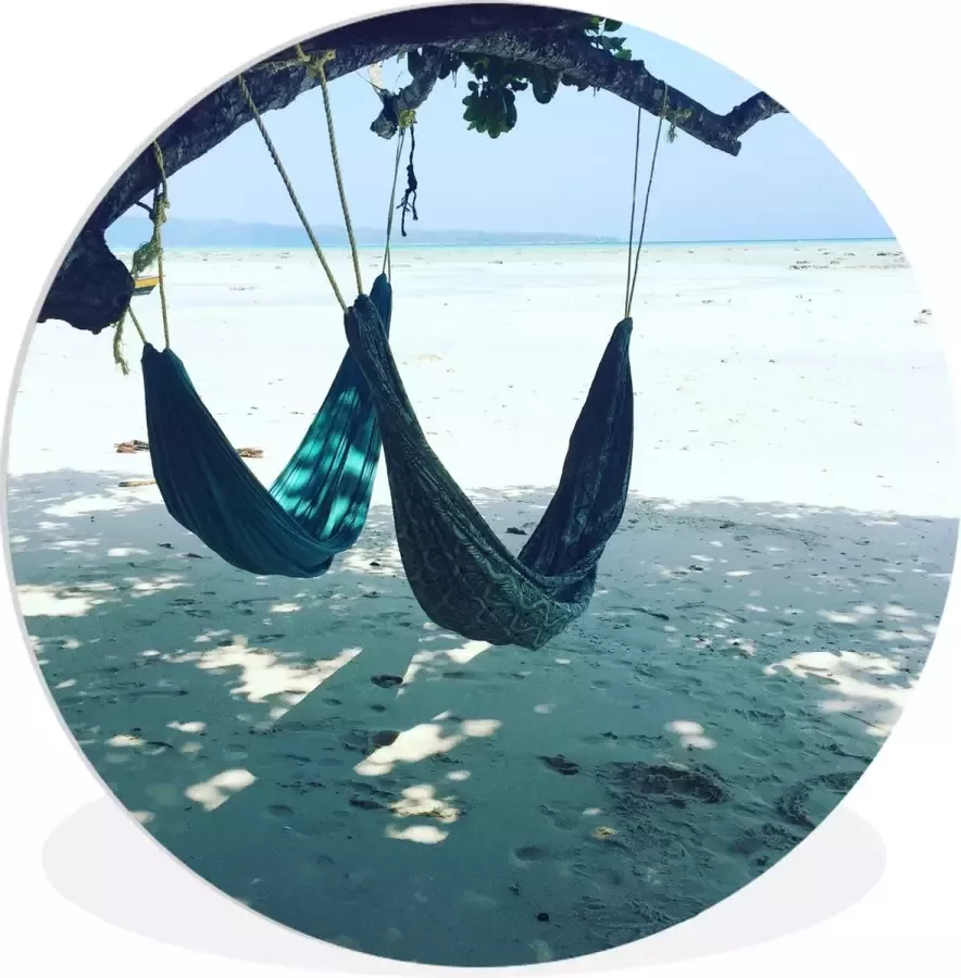 WallCircle Wandcirkel ⌀ 90 Strand Zand Hangmat Ronde schilderijen woonkamer Wandbord rond Muurdecoratie cirkel Kamer decoratie binnen Wanddecoratie muurcirkel Woonaccessoires - Foto 2