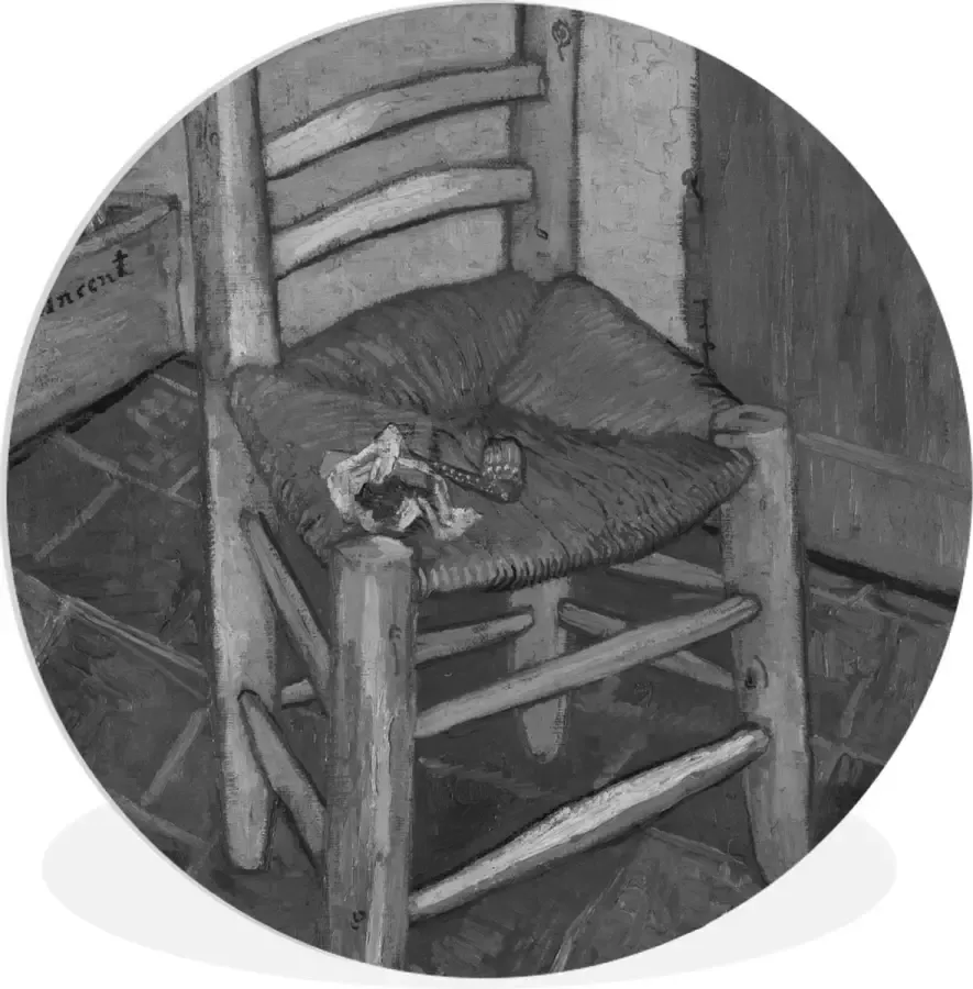 WallCircle Wandcirkel ⌀ 30 Van Gogh's stoel Vincent van Gogh Zwart Wit Ronde schilderijen woonkamer Wandbord rond Muurdecoratie cirkel Kamer decoratie binnen Wanddecoratie muurcirkel Woonaccessoires