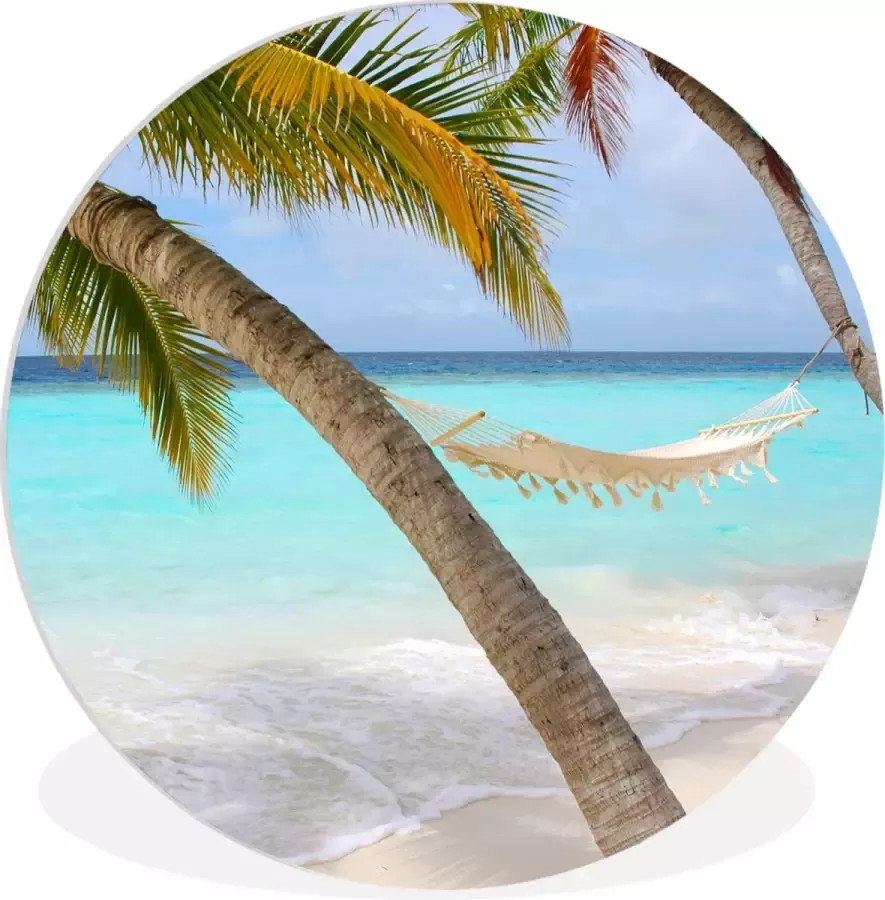 WallCircle Wandcirkel ⌀ 60 Zomer Palmboom Hangmat Ronde schilderijen woonkamer Wandbord rond Muurdecoratie cirkel Kamer decoratie binnen Wanddecoratie muurcirkel Woonaccessoires - Foto 2