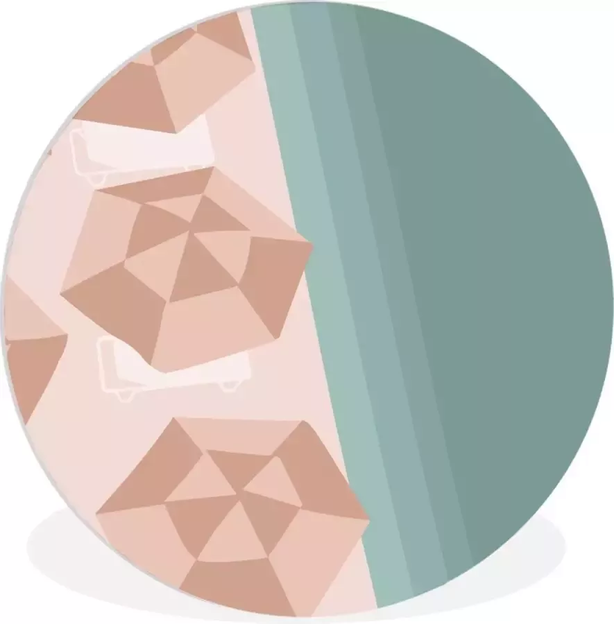 WallCircle Wandcirkel ⌀ 90 Zomer Strandparasols Zee Ronde schilderijen woonkamer Wandbord rond Muurdecoratie cirkel Kamer decoratie binnen Wanddecoratie muurcirkel Woonaccessoires