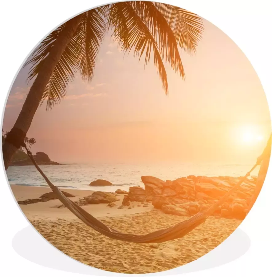 WallCircle Wandcirkel ⌀ 120 Zomer Zonsondergang Hangmat Ronde schilderijen woonkamer Wandbord rond Muurdecoratie cirkel Kamer decoratie binnen Wanddecoratie muurcirkel Woonaccessoires XXL - Foto 2