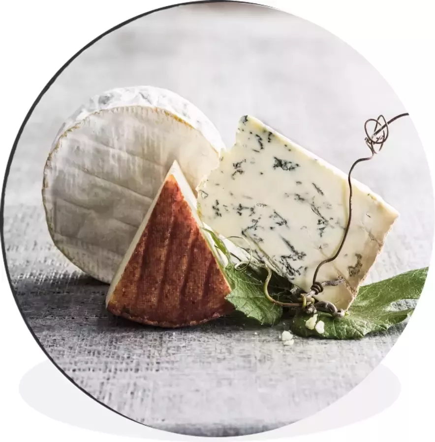 WallCircle Wandcirkel Muurcirkel Close-up kazen op tafel Aluminium Dibond 120x120 cm Binnen en Buiten XXL