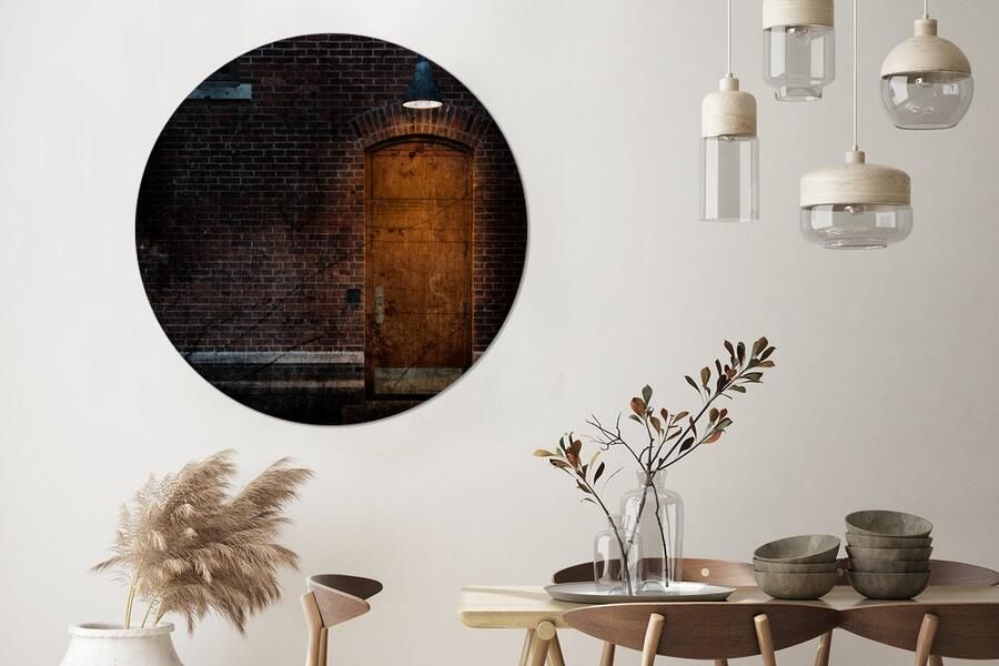 WallCircle Wandcirkel ⌀ 120 Deur Muur Lamp Architectuur Ronde schilderijen woonkamer Wandbord rond Muurdecoratie cirkel Kamer decoratie binnen Wanddecoratie muurcirkel Woonaccessoires XXL - Foto 4