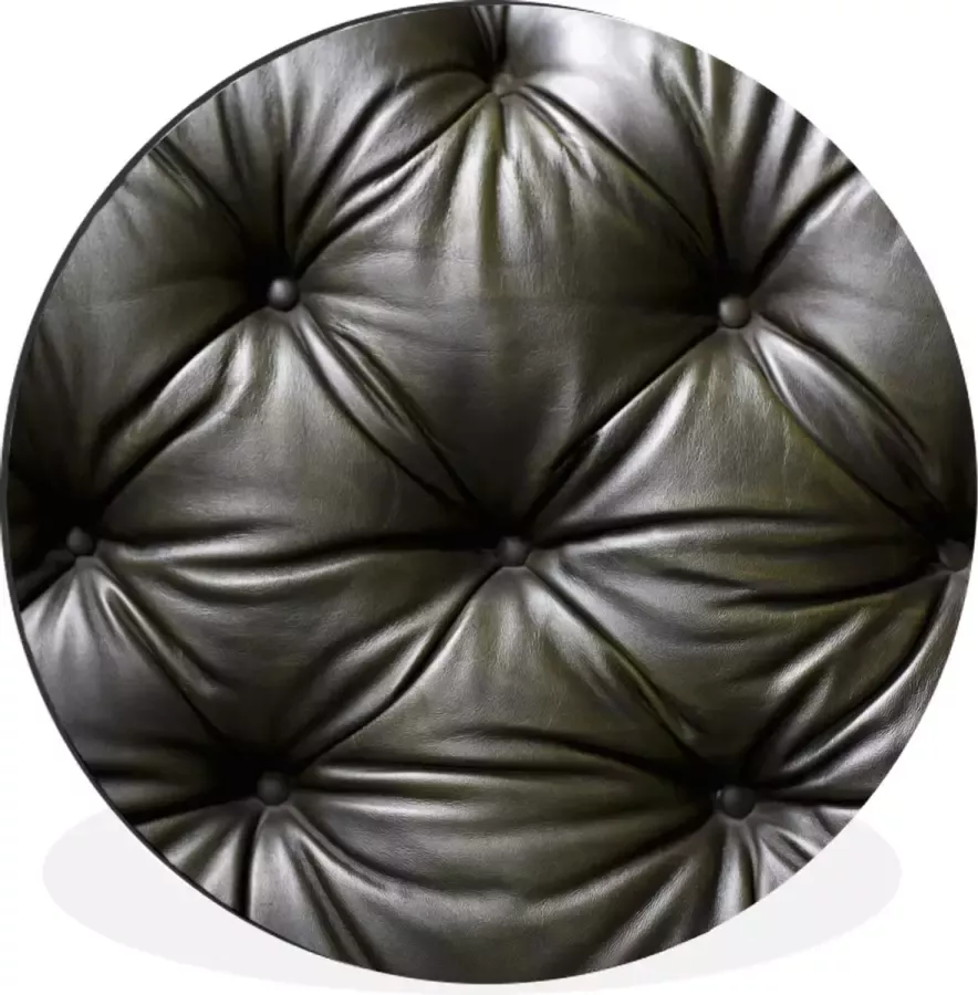 WallCircle Wandcirkel Muurcirkel Een close-up van een leren bank Aluminium Dibond ⌀ 60 cm Binnen en Buiten