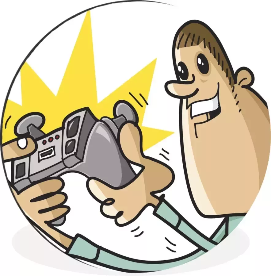 WallCircle Wandcirkel Muurcirkel Gamer Controller Stoel Illustratie Aluminium Dibond ⌀ 30 cm Binnen en Buiten