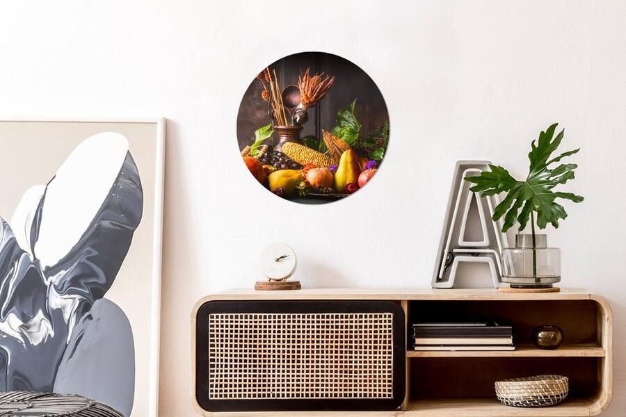 WallCircle Wandcirkel Muurcirkel Groente Fruit Rustiek Tafel Aluminium Dibond ⌀ 30 cm Binnen en Buiten - Foto 3