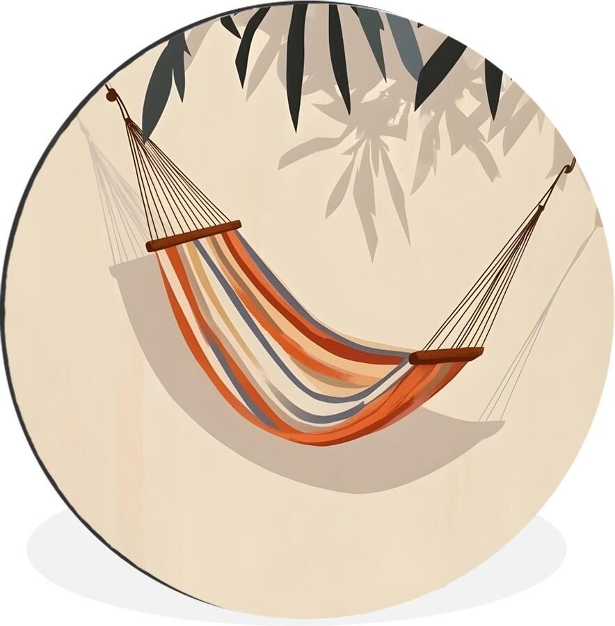 WallCircle Wandcirkel Muurcirkel Hangmat Kleurrijk Bladeren Schaduw Aluminium Dibond 140x140 cm Binnen en Buiten