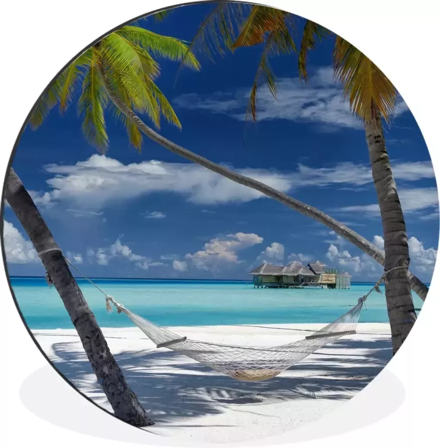 WallCircle Wandcirkel Muurcirkel Hangmat Palmboom Oceaan Aluminium Dibond 140x140 cm Binnen en Buiten