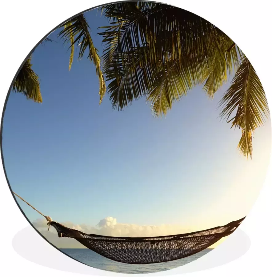 WallCircle Wandcirkel Muurcirkel Hangmat Tropisch Palmboom Aluminium Dibond 120x120 cm Binnen en Buiten XXL