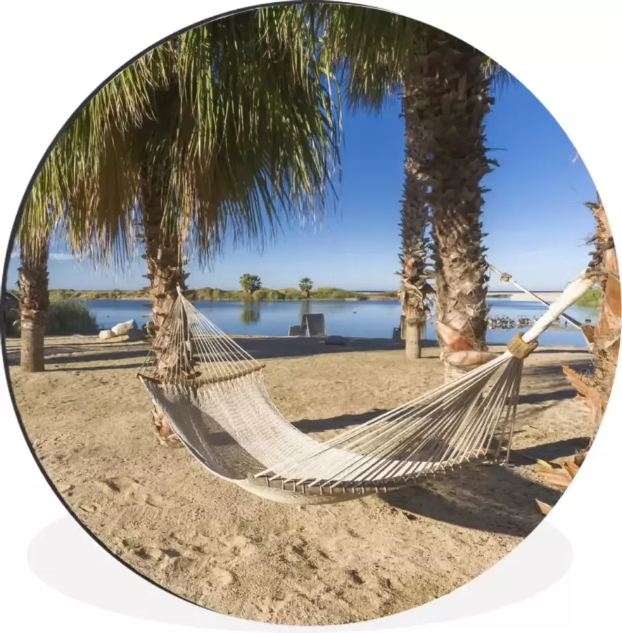 WallCircle Wandcirkel Muurcirkel Hangmat Zand Palmboom Aluminium Dibond ⌀ 30 cm Binnen en Buiten