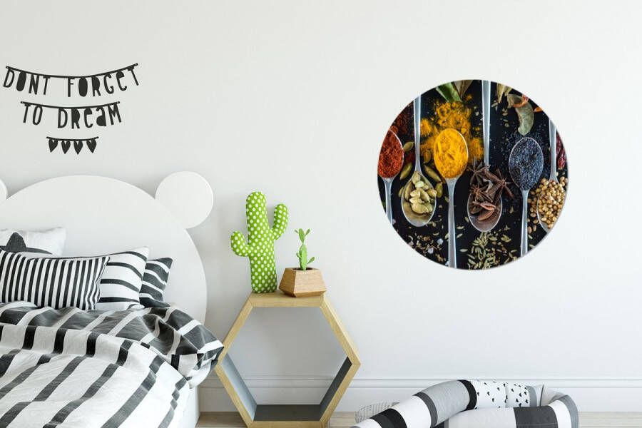 WallCircle Wandcirkel Muurcirkel Lepel Specerijen Kruiden Eten Tafel Aluminium Dibond ⌀ 60 cm Binnen en Buiten
