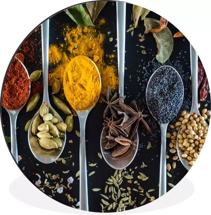 WallCircle Wandcirkel Muurcirkel Lepel Specerijen Kruiden Eten Tafel Aluminium Dibond ⌀ 60 cm Binnen en Buiten - Foto 2