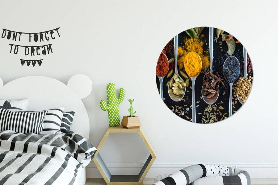 WallCircle Wandcirkel Muurcirkel Lepel Specerijen Kruiden Eten Tafel Aluminium Dibond ⌀ 90 cm Binnen en Buiten
