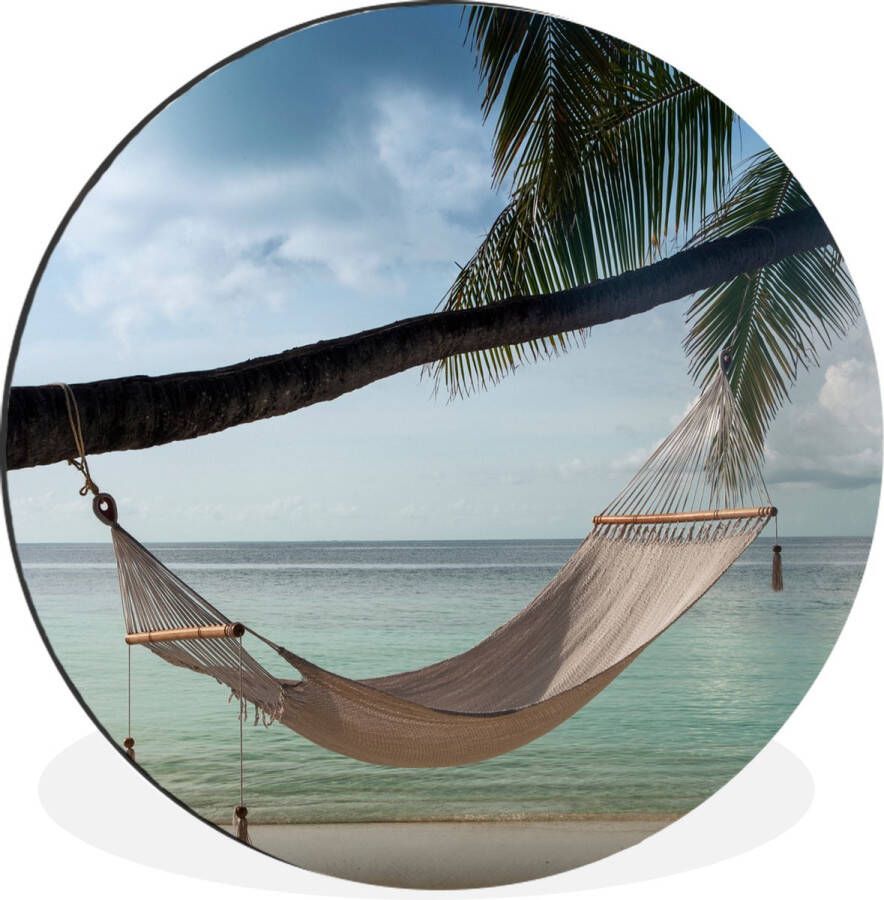 WallCircle Wandcirkel Muurcirkel Palmboom Hangmat Strand Aluminium Dibond ⌀ 30 cm Binnen en Buiten