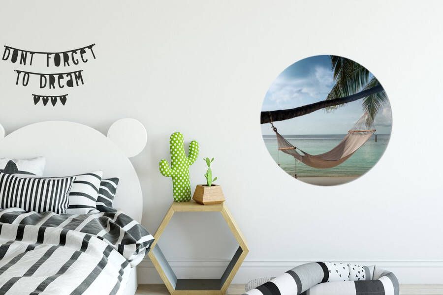 WallCircle Wandcirkel Muurcirkel Palmboom Hangmat Strand Aluminium Dibond ⌀ 60 cm Binnen en Buiten