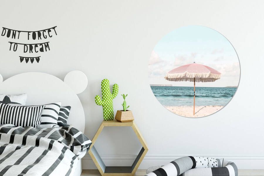 WallCircle Wandcirkel Muurcirkel Parasol Strand Zee Wolken Aluminium Dibond ⌀ 120 cm Binnen en Buiten XXL - Foto 2