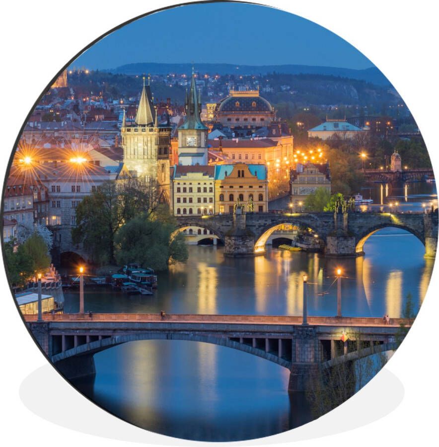 WallCircle Wandcirkel Muurcirkel Praag Lamp Architectuur Aluminium Dibond ⌀ 60 cm Binnen en Buiten