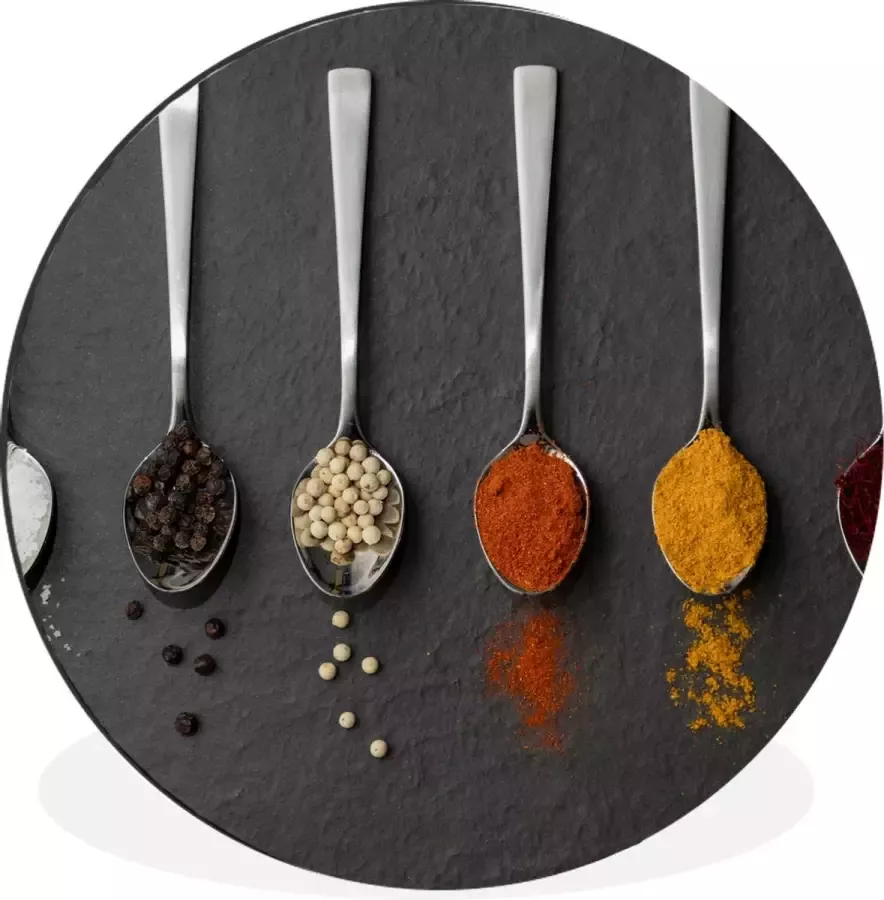 WallCircle Wandcirkel Muurcirkel Specerijen Lepels Tafel Rustiek Kruiden Aluminium Dibond ⌀ 60 cm Binnen en Buiten - Foto 2
