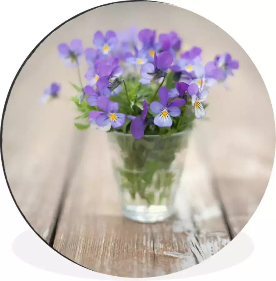 WallCircle Wandcirkel Muurcirkel Stilleven van een boeket viooltjes op een tafel Aluminium Dibond 120x120 cm Binnen en Buiten XXL