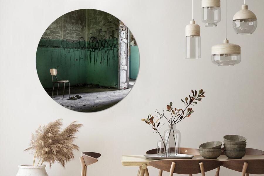 WallCircle Wandcirkel Muurcirkel Stoel Steen Deur Architectuur Aluminium Dibond 120x120 cm Binnen en Buiten XXL - Foto 6