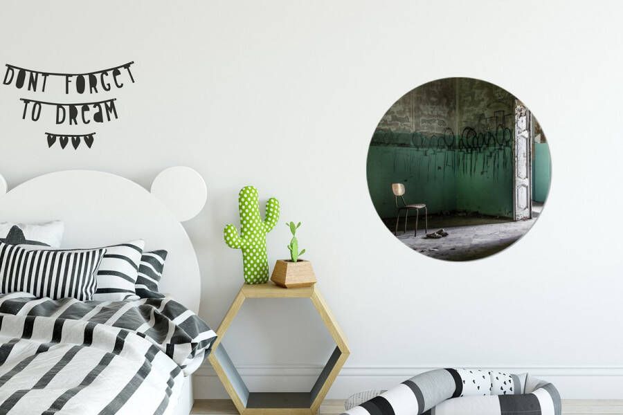 WallCircle Wandcirkel Muurcirkel Stoel Steen Deur Architectuur Aluminium Dibond ⌀ 120 cm Binnen en Buiten XXL - Foto 2