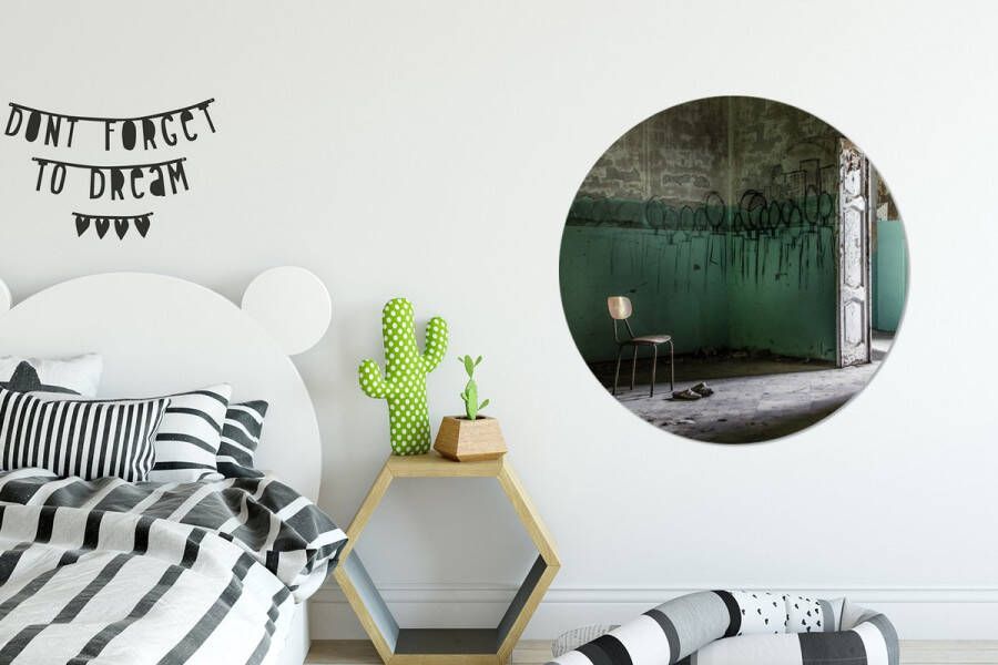 WallCircle Wandcirkel Muurcirkel Stoel Steen Deur Architectuur Aluminium Dibond ⌀ 120 cm Binnen en Buiten XXL - Foto 3