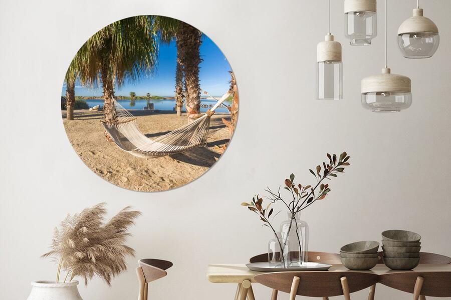 WallCircle Wandcirkel Muurcirkel Strand Hangmat Relax Aluminium Dibond 140x140 cm Binnen en Buiten - Foto 3