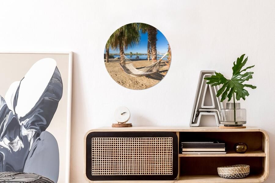 WallCircle Wandcirkel Muurcirkel Strand Hangmat Relax Aluminium Dibond ⌀ 30 cm Binnen en Buiten - Foto 3