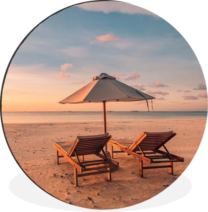 WallCircle Wandcirkel Muurcirkel Strand Ligbed Parasol Aluminium Dibond ⌀ 30 cm Binnen en Buiten