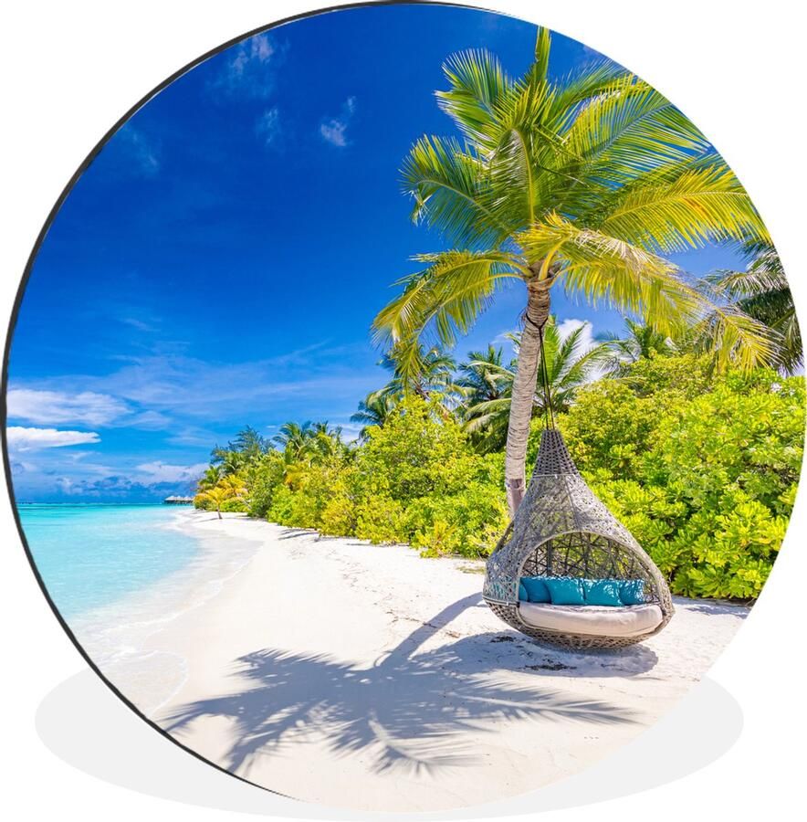 WallCircle Wandcirkel Muurcirkel Strand Palm Hangstoel Aluminium Dibond ⌀ 60 cm Binnen en Buiten