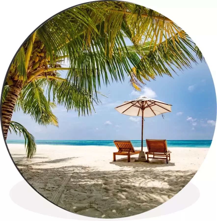 WallCircle Wandcirkel Muurcirkel Strand Strandstoel Parasol Aluminium Dibond 120x120 cm Binnen en Buiten XXL